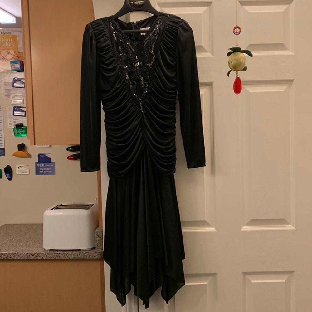 Abby Kent Black Ruched Sequin Dress